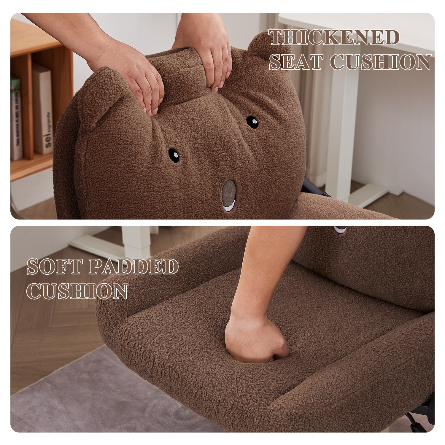 Cross Legged Office Chair With Wheels Adjustable Desk Chair Brown_voghion.com